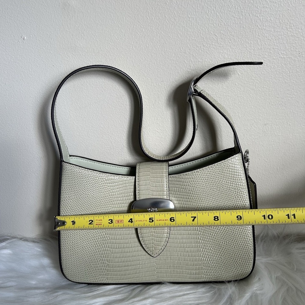 Coach Eliza Light Green Lizard Embossed Leather Shoulder Bag Excellent - Picture 7 of 9